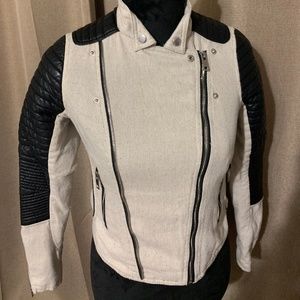 LINEN AND BLACK BIKER JACKET